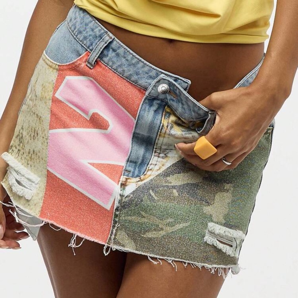 Colorful Patchwork Mini Skirt - Picture 3 of 4